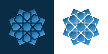 Set of Islamic traditional rosettes for greetings cards decoration and design with red backgrounds....