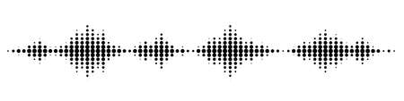Black waves as equalizer with abstract halftone effect isolated on white background. Vector...