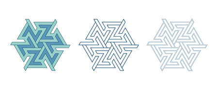 Set of Islamic traditional rosettes for greetings cards decoration and design isolated on white backgrounds. Vector illustration.のイラスト素材