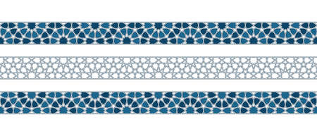 Set of borders of Islamic pattern for Ramadan greetings cards and templates. Vector illustration.のイラスト素材