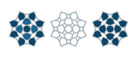 Set of Islamic traditional rosettes for greetings cards decoration and design isolated on white backgrounds. Vector illustration.のイラスト素材