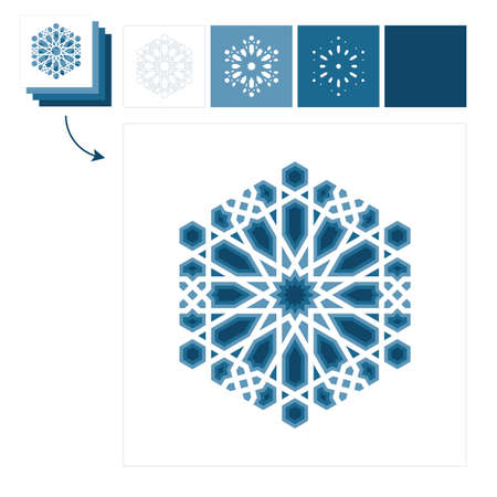 Different layers for paper cutting. Template Islamic pattern for laser cutting or paper cut. Vector illustration.のイラスト素材