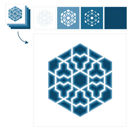 Different layers for paper cutting. Template Islamic pattern for laser cutting or paper cut. Vector illustration.のイラスト素材