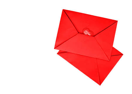 Red letter with the inscription I love you on a white backgroundの写真素材