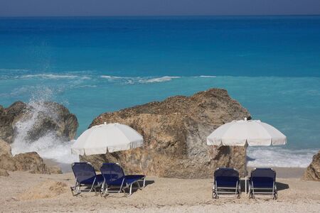 Beach on the Ionian island of Lefkas Greeceの写真素材