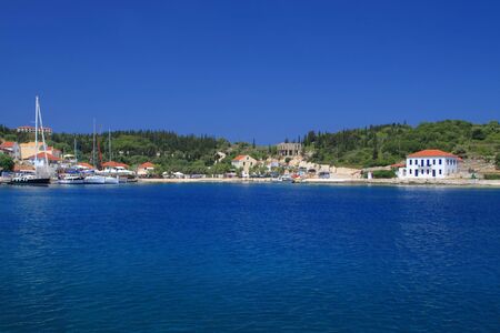 The harbour at Fiskardo on the greek island of Kefaloniaの写真素材