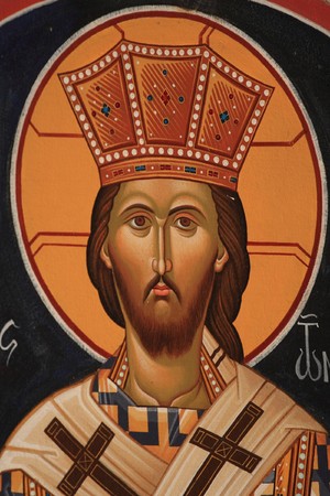 Painting in the Great Meteoron monastery in Thessalia Greece - founded in the 14th century The current structures were built by monks from Mount Athos.の写真素材
