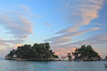 View on Panagias island in Parga Greeceの写真素材