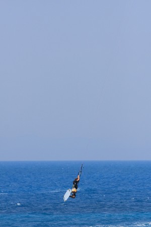 kite boarder on the Ionian island of Lefkas in Greeceの写真素材
