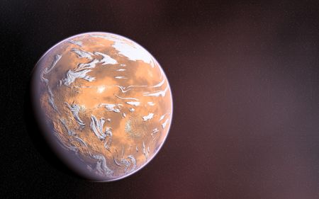 Composite image of an alien planet up-close