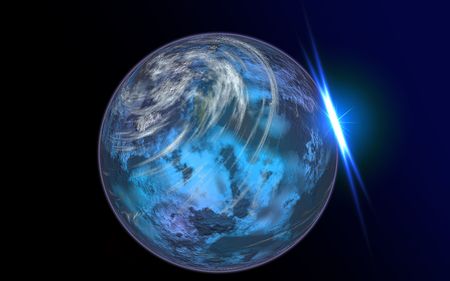 Composite image of an alien planet up-close