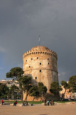 white tower in Thessaloniki Greeceの写真素材