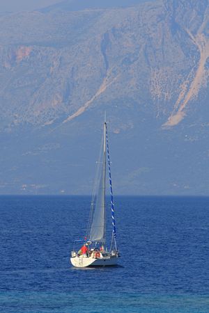 Sailing in Greece around Lefkas islandの写真素材