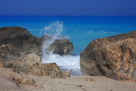 Beach on the Ionian island of Lefkas Greeceの写真素材