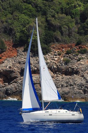 Sailing yacht in the Ionian Greece