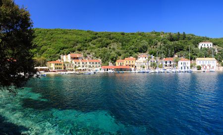 Kioni on the greek island of Kefaloniaの写真素材