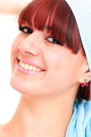 Beautiful and stylish caucasian Girl wearing a scarfの写真素材