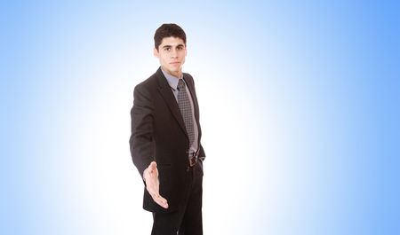 A Handsome business man  over blue background
の写真素材