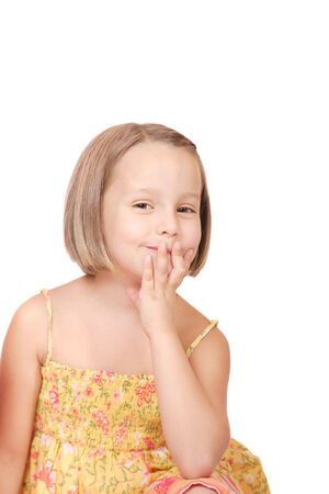 A beautiful Happy little girl isolated on white
の写真素材