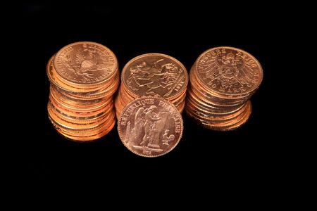 lots of Gold coins  isolated over black background
