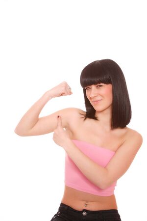 Portrait of a fresh and lovely woman over white background
の写真素材