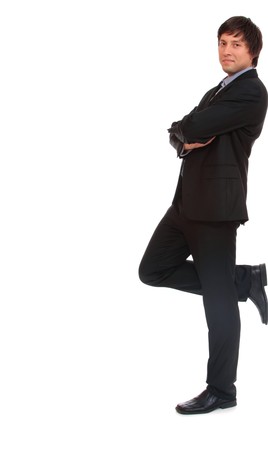 Handsome business man - isolated over a white background - make him lean against anything you like!の写真素材