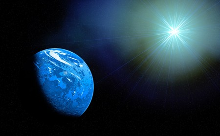 Beautiful planet with  Rising Sunの写真素材