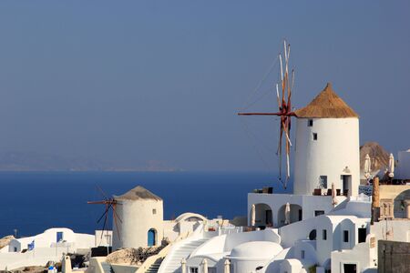 Overview on Oia on the island of Santorini in Greeceの写真素材