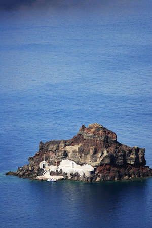 Overview on Oia on the island of Santorini in Greeceの写真素材