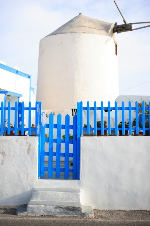 Windmill on Santorini island, Greeceの写真素材