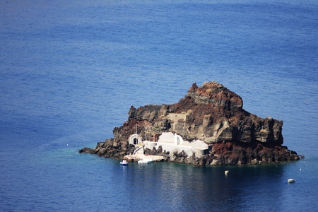 Overview on Oia on the island of Santorini in Greeceの写真素材