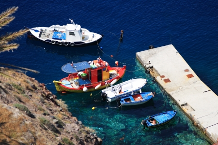 The harbor of Oia Santorini islandの写真素材