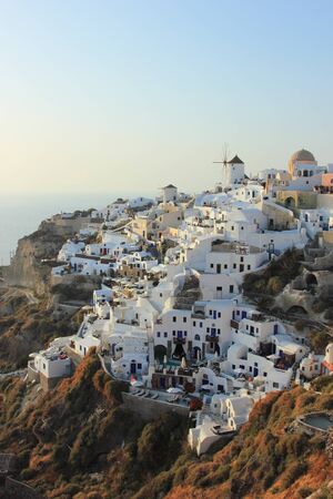 Overview on Oia on the island of Santorini in Greeceの写真素材