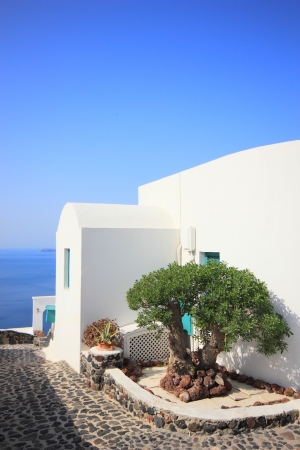 Street on the island of Santorini in Greeceの写真素材