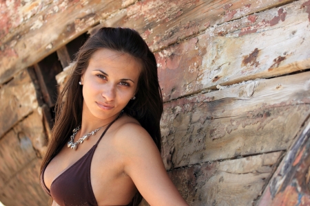 portrait of sexy woman with bikini の写真素材