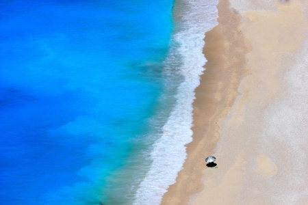 The famous Myrtos beach of Kefaloniaの写真素材