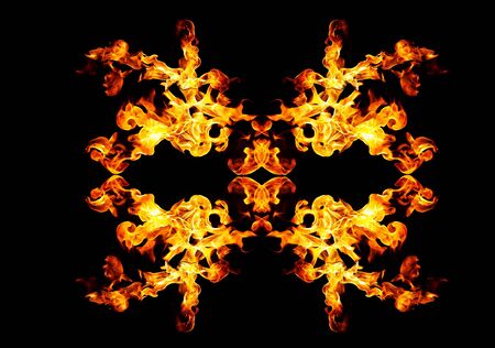 Blazing fire shape over black backgroundの写真素材
