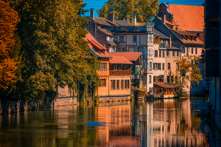 Sunny autumn day in Strasbourg Franceの写真素材