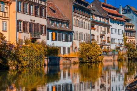 Petite France Sunny autumn day in Strasbourgの写真素材