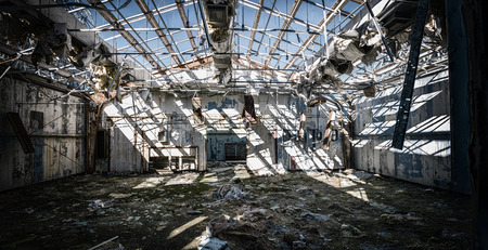 Apocalypse abandoned base Military barracksの写真素材