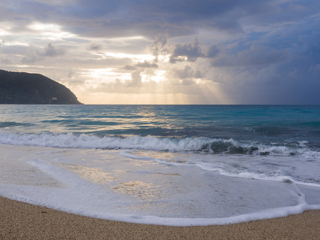 Stormy evening at the beach in Lefkas Greeceの写真素材