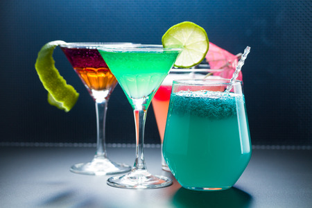 Molecular mixology - Four Cocktail with  caviar の写真素材