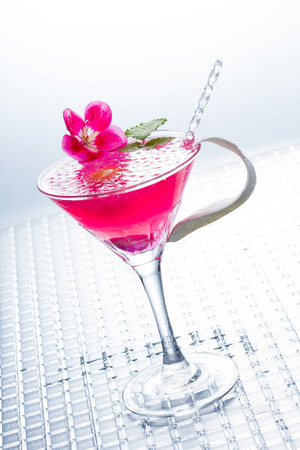 Molecular mixology - Cocktail with caviar and flower petalsの写真素材