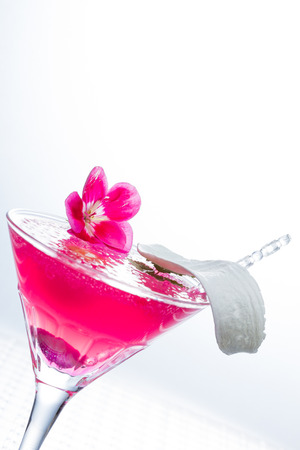 Molecular mixology - Cocktail with caviar and flower petalsの写真素材
