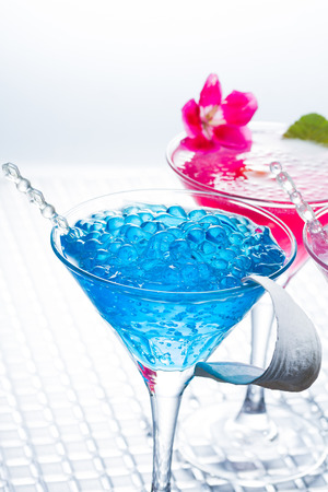 Molecular mixology - Swimming pool Cocktail with caviar の写真素材