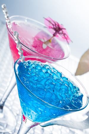 Molecular mixology - Cocktail with caviar and flower petalsの写真素材