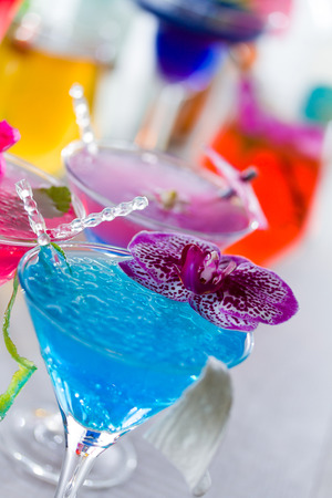 Molecular mixology - Cocktail with caviar and flower petalsの写真素材