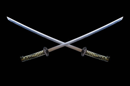 Japanese  katana sword on Dark backgroundの写真素材