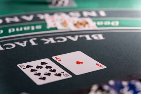 A Casino Black Jack tableの写真素材