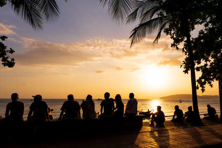 Sunset in Ao Nang Krabi province Thailandの写真素材